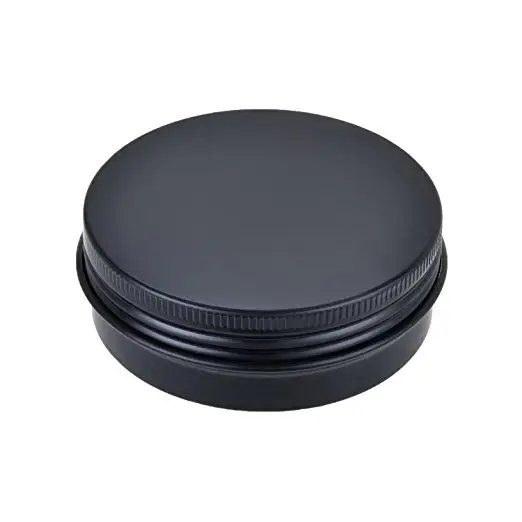 Venta al por mayor de encargo 2oz redonda crema cosmética de especias pastilla de menta negro metal mini caja de la lata con la tapa de tornillo frasco de aluminio