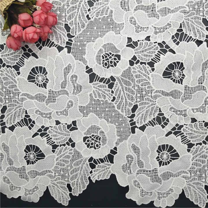 100%  Polyester Chemical Lace Heavy Embroidery Fabric