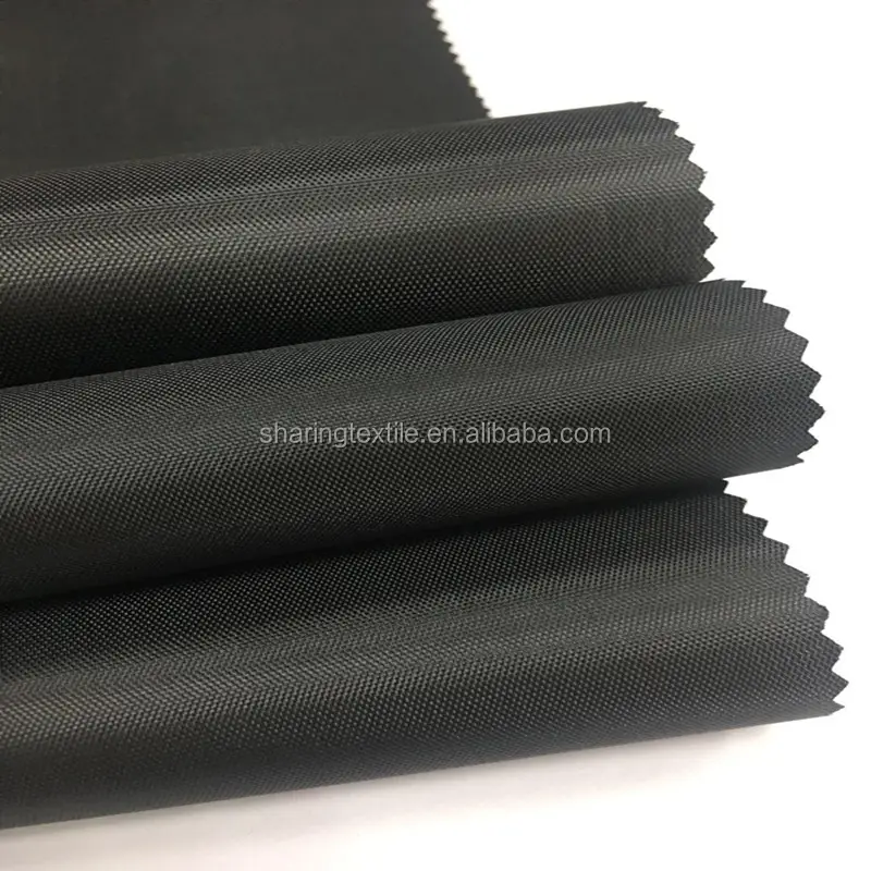 Tissu noir en soie Pu uni, étoffe de revêtement 138D en Polyester Oxford pour doublure de bagages 60gsm, vente en gros, bon marché
