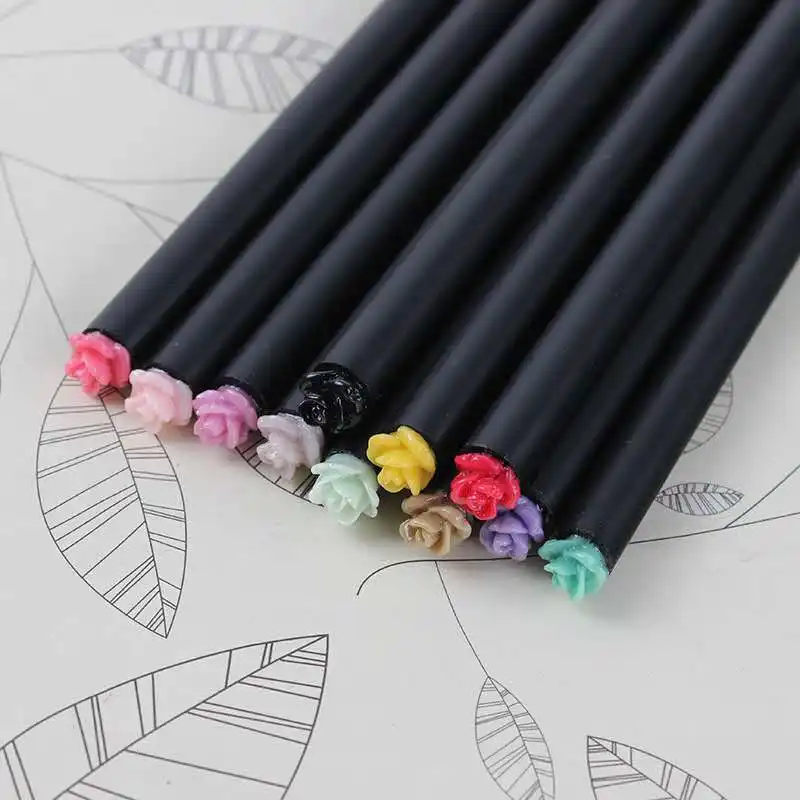 Desain Baru Hitam Kustom Pensil Kayu dengan Bunga