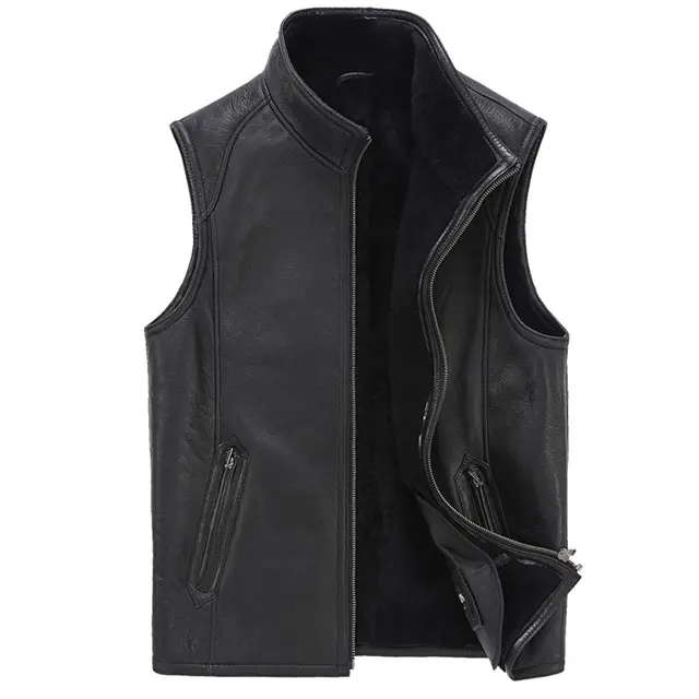 High Quality Stylish Classic Design Sheepskin Leather Vest For Men