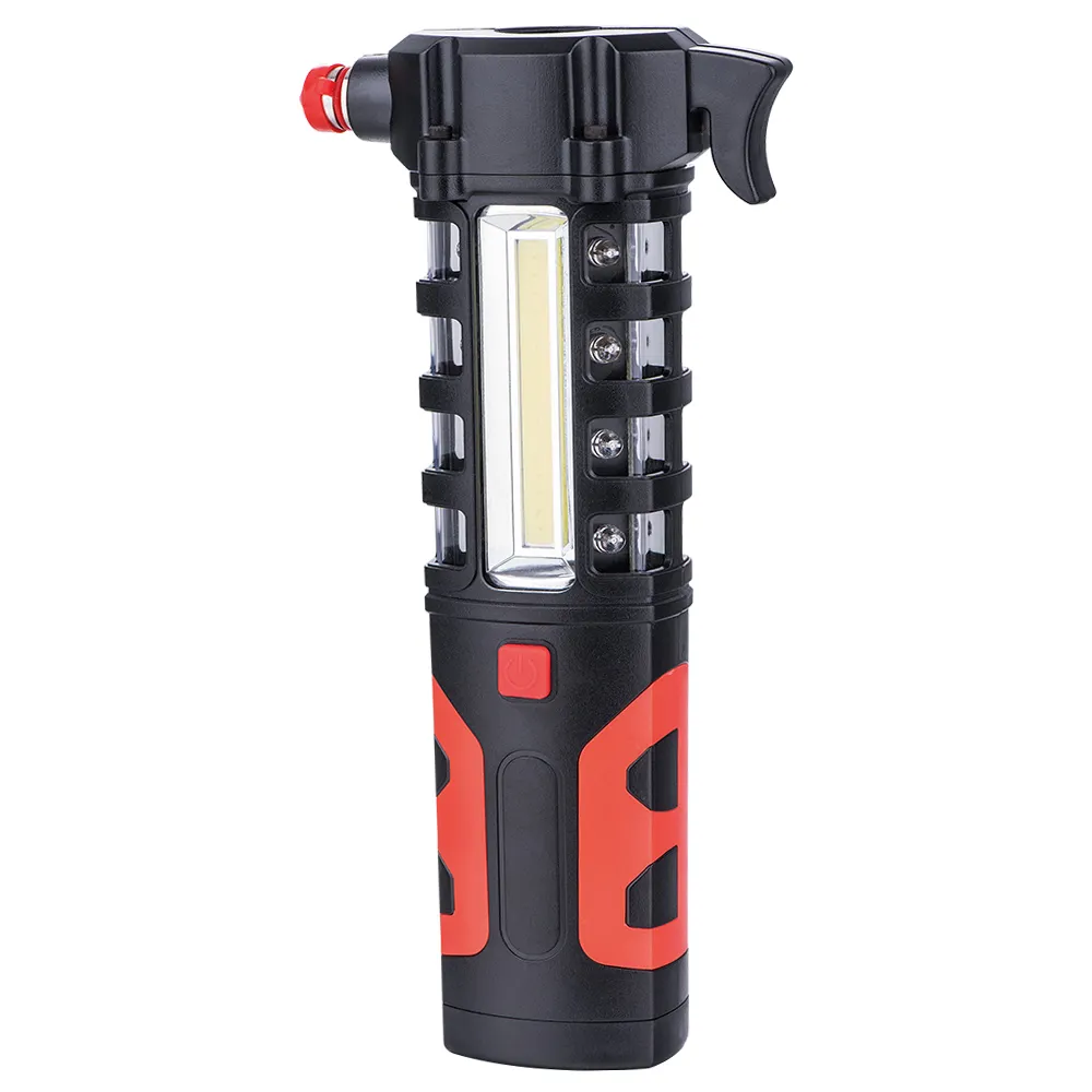 Antorcha de emergencia con cortador de la correa y el martillo COB LED de advertencia herramienta de trabajo luz blanco frío negro ROHS Ce