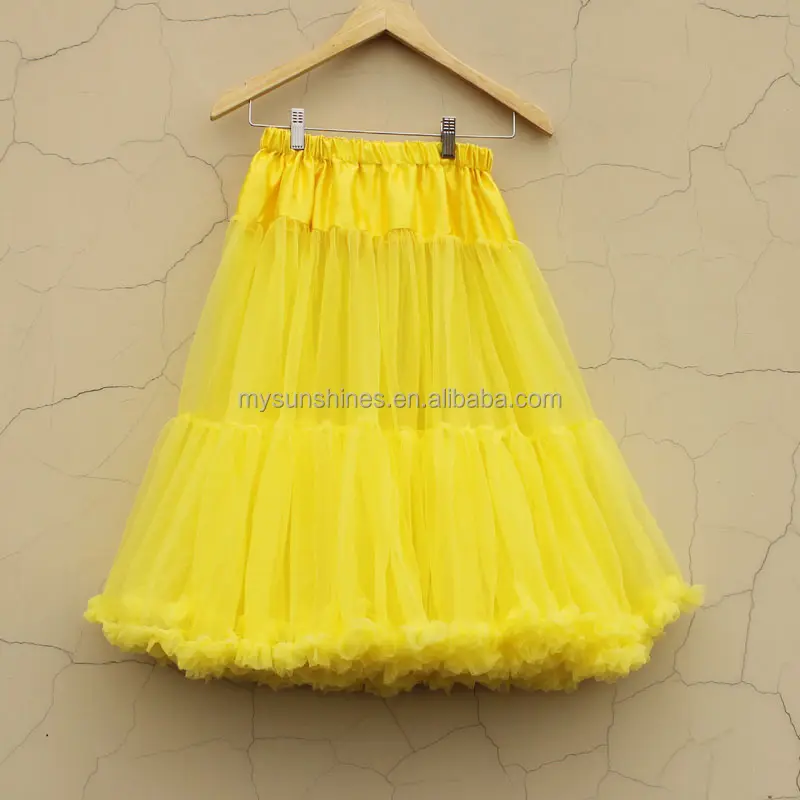 Новый дизайн, желтая шифоновая Женская юбка большого размера, модная пушистая длинная Макси-юбка