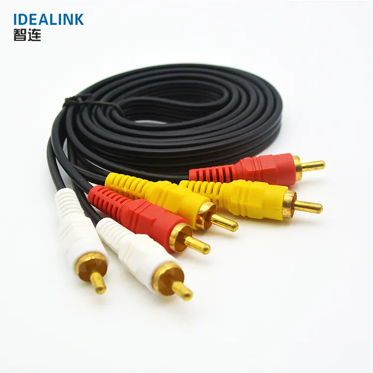 Free sample high quality 1.5m black 3 rca to 3 rca av cable audio video cable
