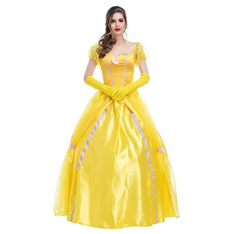 Disfraz de La Bella y La Bestia para mujer, vestido de princesa de juego de rol para adultos, ropa de vacaciones de Halloween