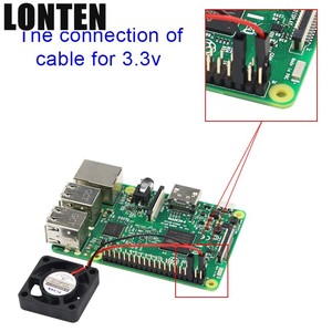 Lonten פטל <span class=keywords><strong>Pi</strong></span> 3B + מתכוונן קירור מאוורר 3.3/5 V משולב שקט קירור מאוורר עבור פטל <span class=keywords><strong>Pi</strong></span> 3 /2/B + עבור NesPi מקרה