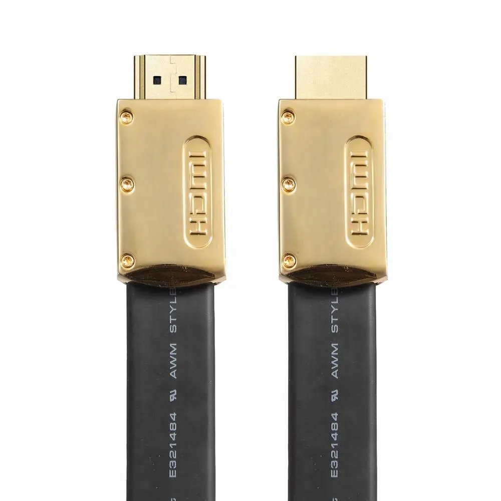 شقة كابل HDMI الذهب موصل عالية السرعة مع إيثرنت HDTV بلوراي PS3 XBOX 360