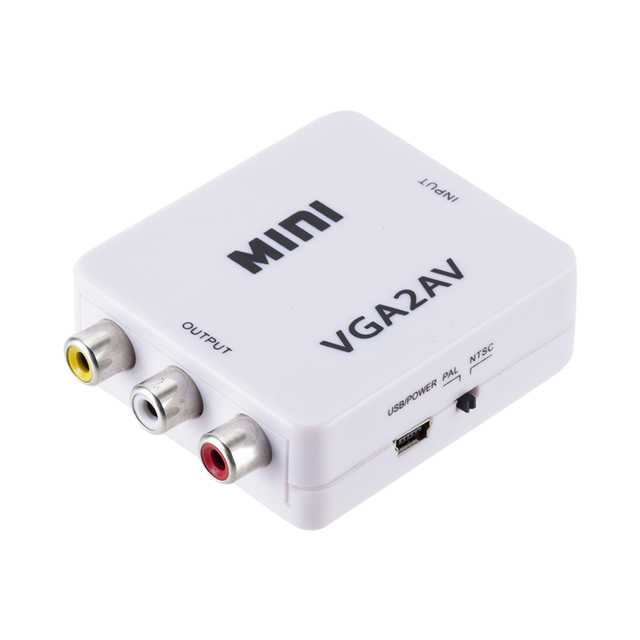 Mini VGA to AV RCA Converter with 3.5mm Audio for HDTV PC