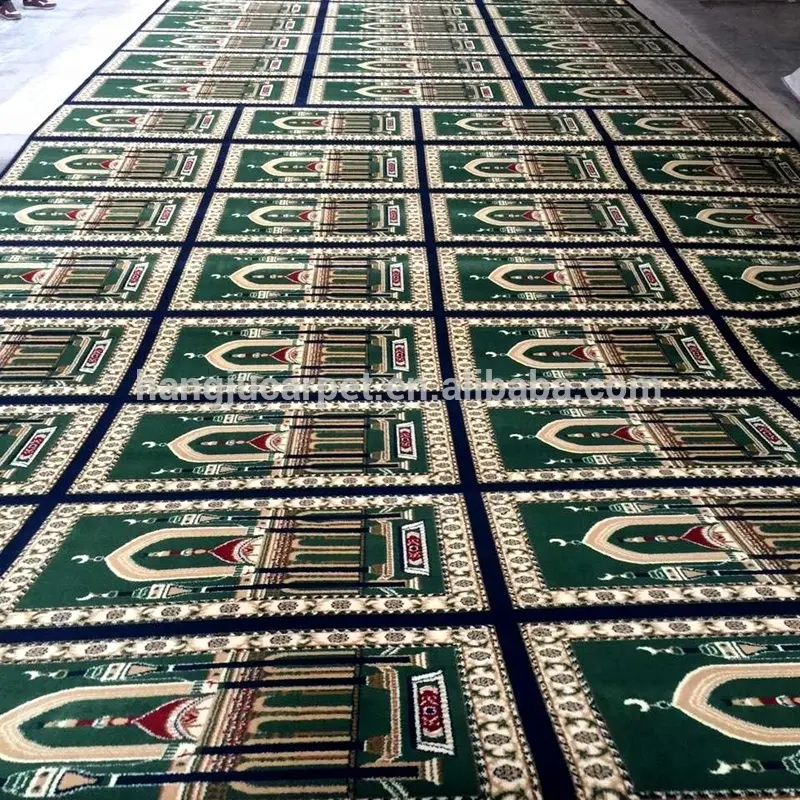 Di alta Qualità 80% Lana 20% Nylon Musulmano Nuovo Stile Rosso Verde Tappeto di Preghiera per la Moschea W-M77 Serie Nuovo Design ShangHai hangJu