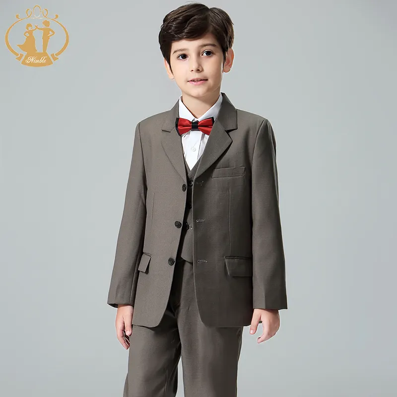 Ágil Elegante ropa de niños conjunto 100% poliéster traje de niño trajes de Color marrón niños ropa de niño conjunto