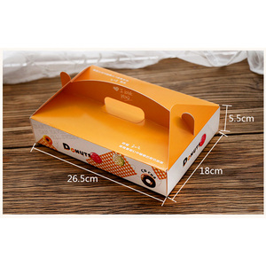 Commercio all'ingrosso Su Ordinazione Stampato Timpano Rettangolo Bianco Rivestito di Carta Dolce Ciambella Scatola di Imballaggio con Maniglia