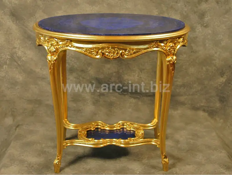 Lapis Lazuli Naturali con legno d'oro console da tavolo top