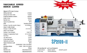 Mini torno de metal com velocidade variável de processamento, preço da máquina de torno <span class=keywords><strong>cnc</strong></span> 8x16 polegadas SP2109-II