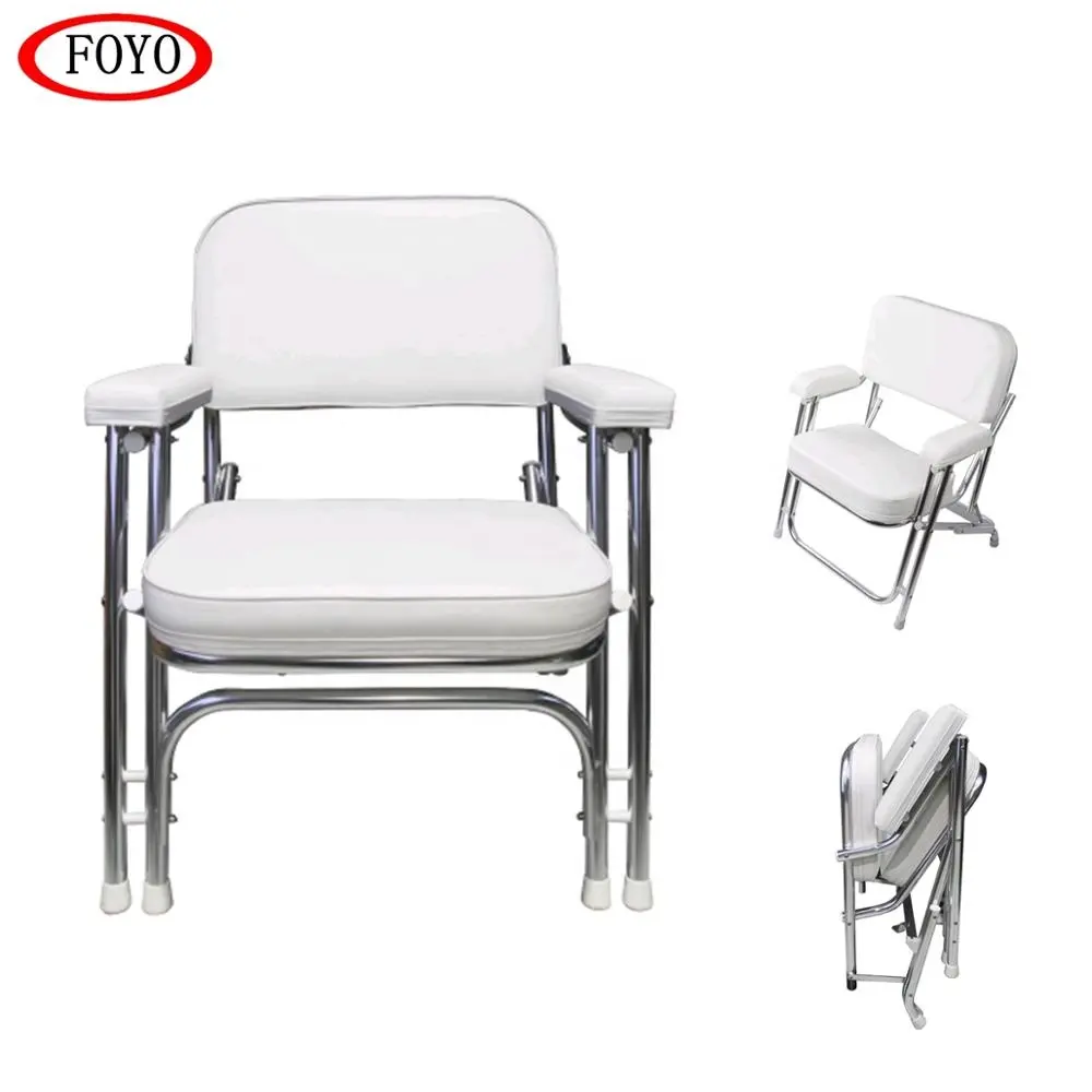 FOYO-marco de acero inoxidable para yate, silla de cubierta plegable blanca, asiento de barco de pesca marina