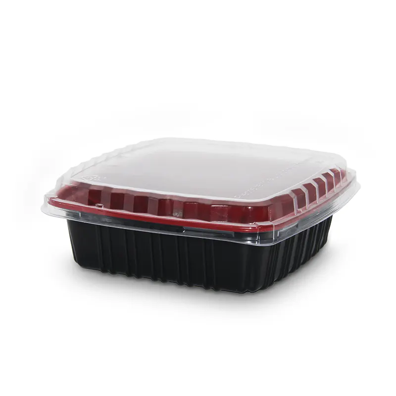 Wegwerp Plastic Voedsel Opslag Take-Away Oven En Magnetron Veilig Zwart En Rood Voedsel Containers Voor Voedsel