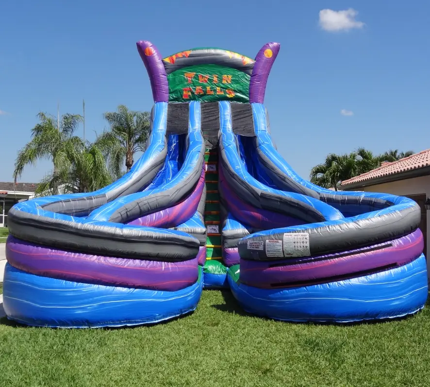 Outdoor commercial used 2 lanes Inflatable water slide for sale