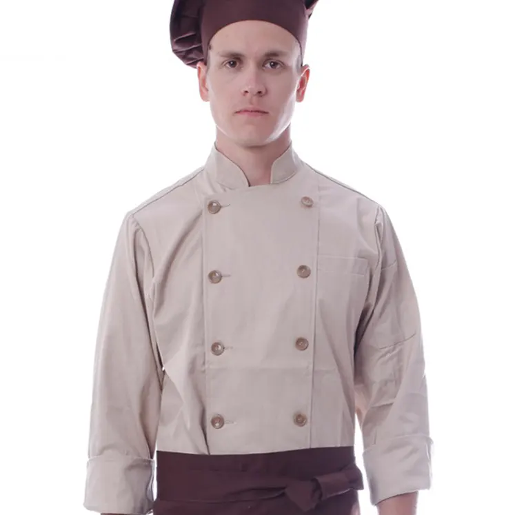 Uniforme de restaurante estilo japonês cáqui, uniforme de chef de alta qualidade para restaurante e hotel