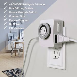 Innen Mechanische Outlet Timer, 24 Stunde Programmierbare Stecker In Licht Timer Schalter für Elektrische Outlets mit 2 Geerdet Outlets