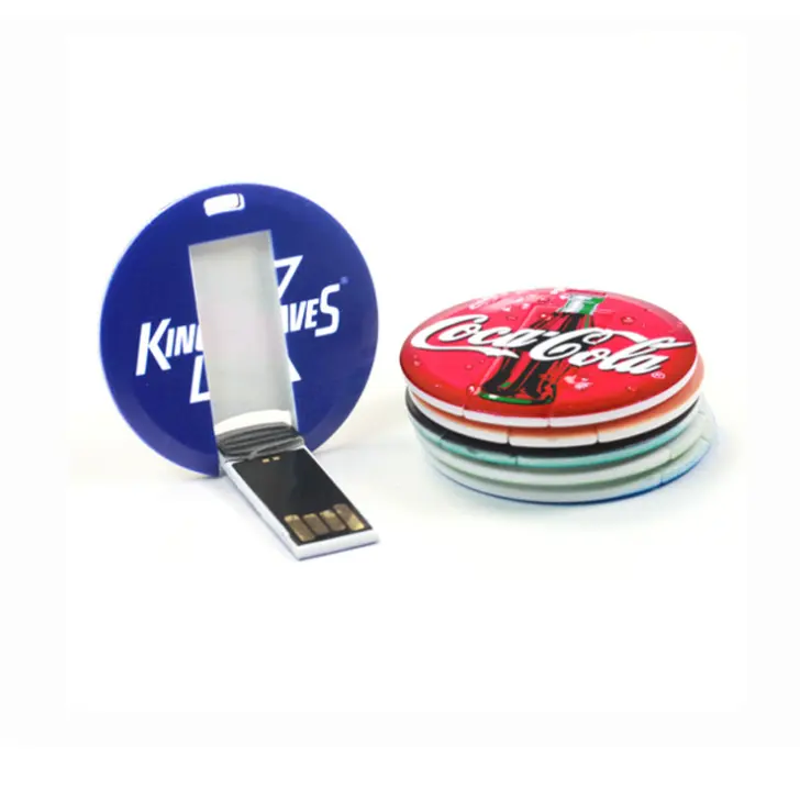 Forma redonda mini cartão de crédito usb, flash drive cartão rodada de negócios, Web chave
