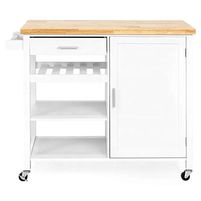 Migliori Prodotti Choice Mobile Isola Della Cucina di Stoccaggio Da Cocktail Carrello w/Mensola del Vino e Asciugamano Rack-Bianco