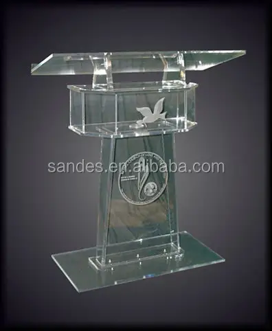 Soporte cuadrado transparente para atril de acrílico para iglesia, Podiums con Logo, muebles escolares, muebles comerciales