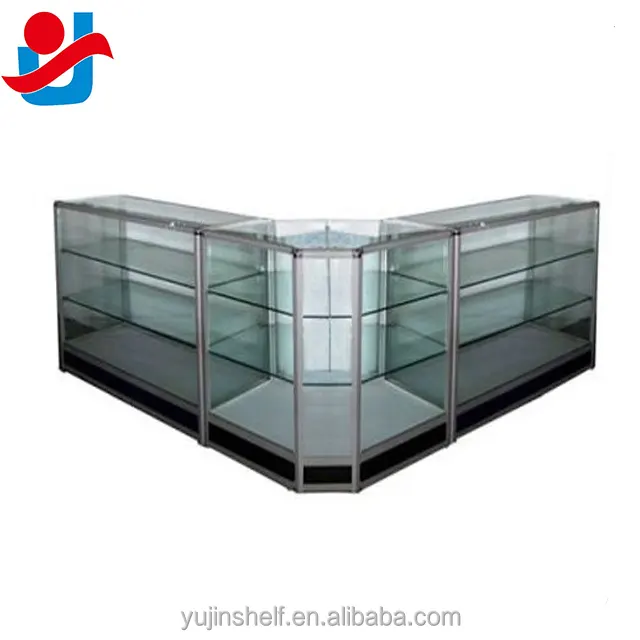 Compteur en verre d'étalage de cadre en aluminium utilisé par magasin noir, compteurs au détail d'affichage