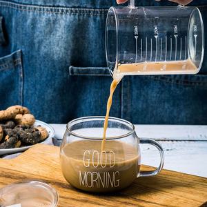 Glass <strong>Cup</strong> with Lid Heat-resistant Large Capacity Good Morning Transparent Breakfast Water Milk Coffee Tea Wine Beer Manufacturer - Product Image 4