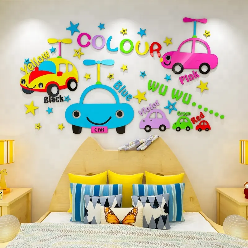 Kids Traffic Cars Room wall sticker DIY decorative removable cartoon car stickers and decals for kids
