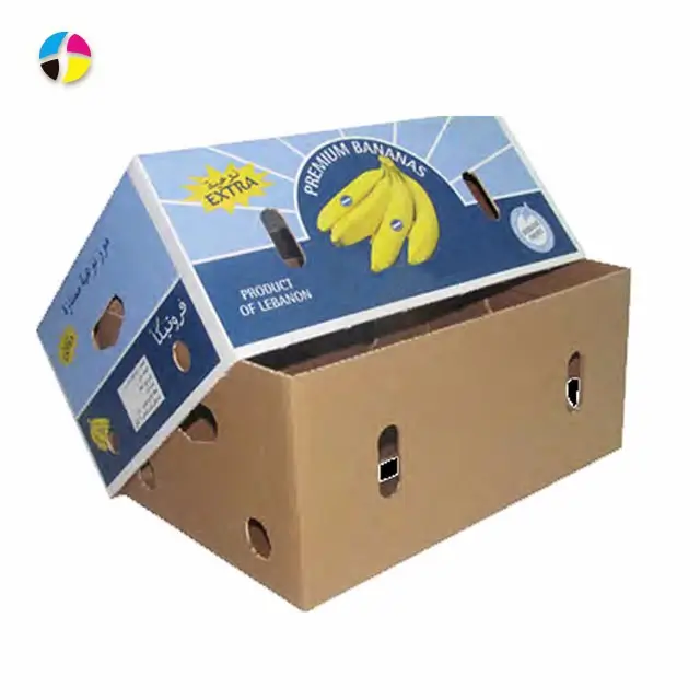 OEM impreso corrugado fresco plátano cartón caja de papel de embalaje caja de fruta duradera personalizado cartón corrugado agricultura FC reciclable