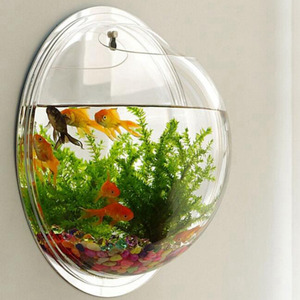 Acryl Ronde Muurbevestiging Vissenkom Aquarium Tank Voor Goud Vis En Jelly Fish Plant Vaas Home Decoratie 15 Cm diameter