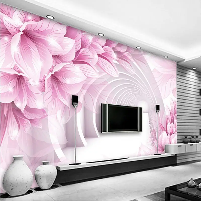 جدارية غرفة المعيشة التلفزيون حائط الخلفية نوم الأرجواني الوردي طبيعة خلفية hd