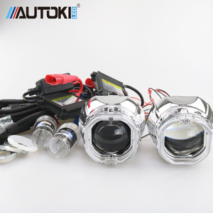 Autoki Square Double <strong>LED</strong> Light Guide Angel Eyes Projector Lens <strong>2.5</strong> Inch for Motorcycle and Auto - Product Image 2