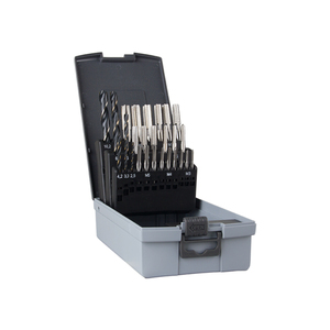 28个公制手动丝锥和高速钢钻头组，用于塑料盒中的钻孔和攻丝 - Product Image 1
