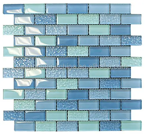 Azulejos mosaico de vidro cristal de glitter subway azul para banheiro paredes telha vogue
