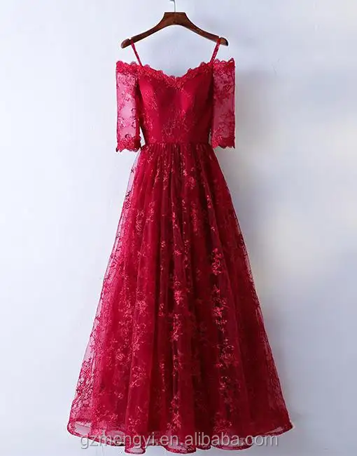 Elegante rote Schatz Riemen Spitze in voller Länge Abend party Kleid langes Abendkleid für Frauen