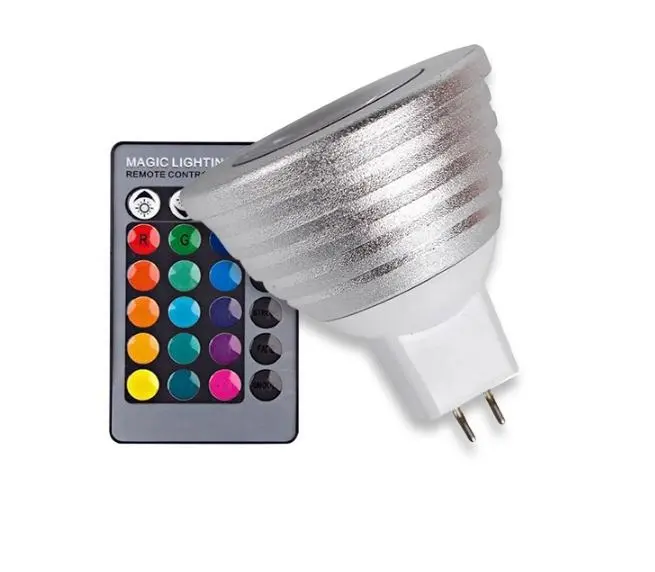 Bombilla LED RGB que cambia de color E27 E14 GU10 MR16, foco de luz LED con Control remoto IR, decoración para casa, sala de estar y fiesta