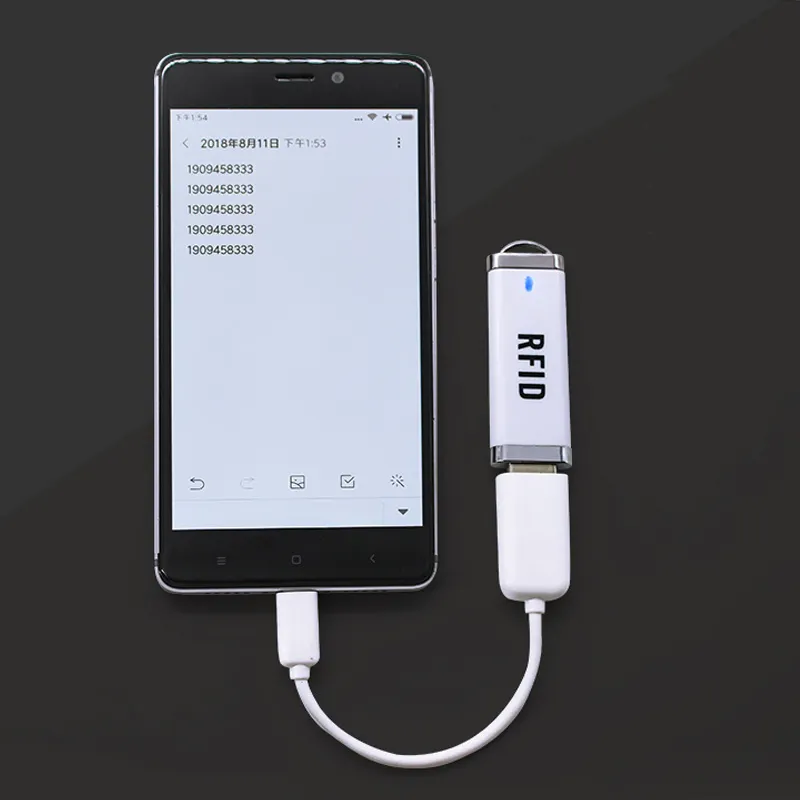 안드로이드 전화 또는 컴퓨터 USB RFID 리더를위한 R60D 장거리 125Khz