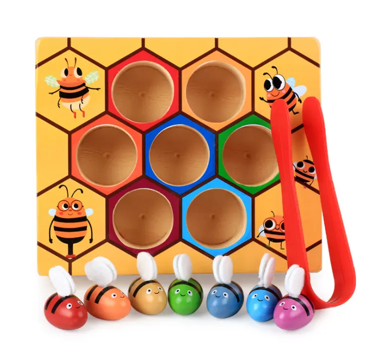 لعبة حيوان مطابقة من نحلة إلى خلية اللون ، لعبة نحل للأطفال الصغار بمهارة حركية دقيقة ، لعبة خلية النحل