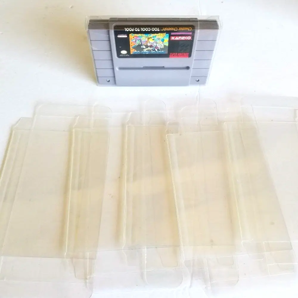 प्लास्टिक रक्षक बॉक्स आस्तीन वीडियो गेम के लिए भंडारण के मामले के लिए सुपर Nintendo SNES कारतूस मामले