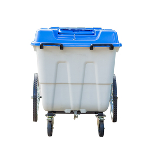 400 litros recipiente de lixo ao ar livre caixote do lixo com pedal de metal e quatro rodas
