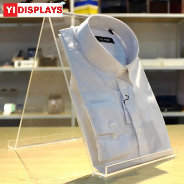Clear acrylic v-shaped t-shirt t shirt mens clothes trousers display rack stand holder case