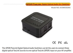 3-Way Digital Toslink <strong>Switch</strong> SPDIF Optical <strong>Audio</strong> <strong>Switch</strong> Toslink Cable Switcher Selector Hub Box for DVD CD Player - Product Image 6