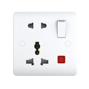 Enchufe multifunción con neón, 16A, 1 Gang, 5 Pin, conmutado