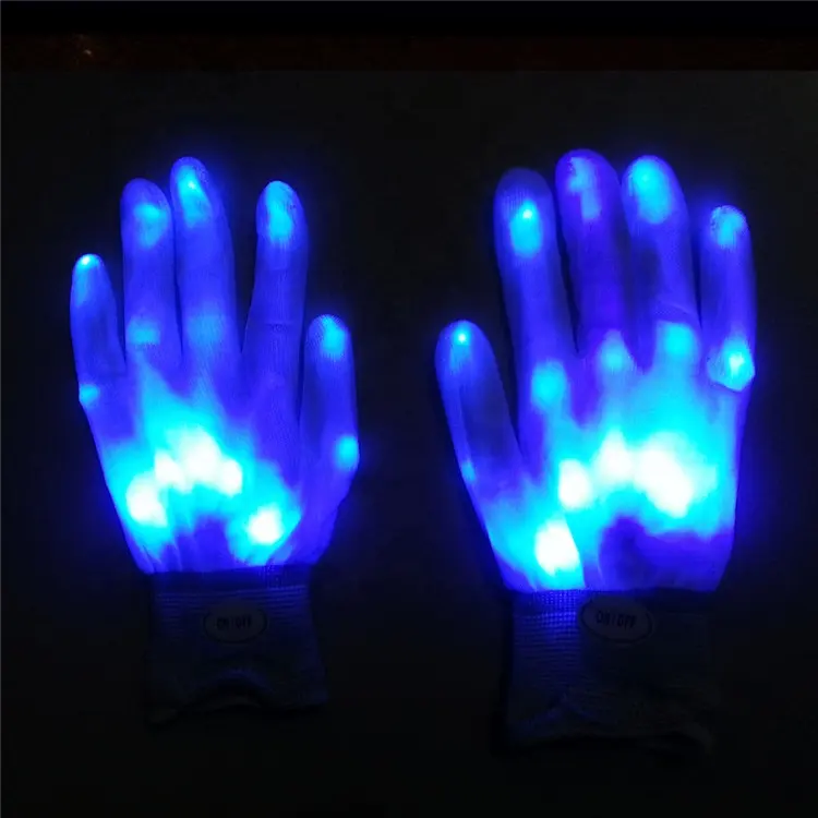 Halloween LED 7 Găng Tay Phát Sáng Đầy Màu Sắc Trắng Cho Nam Nữ Trẻ Em