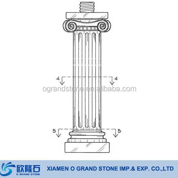 Columna romana de piedra de granito decorativa para interiores