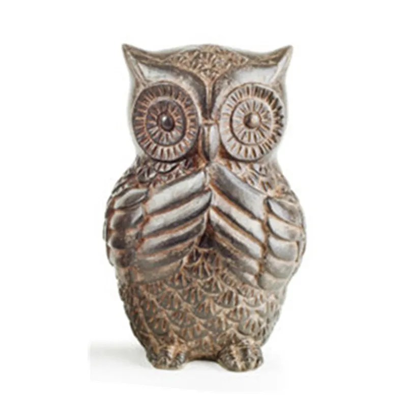 Isaac & newborn iron look resin garden owl ornament