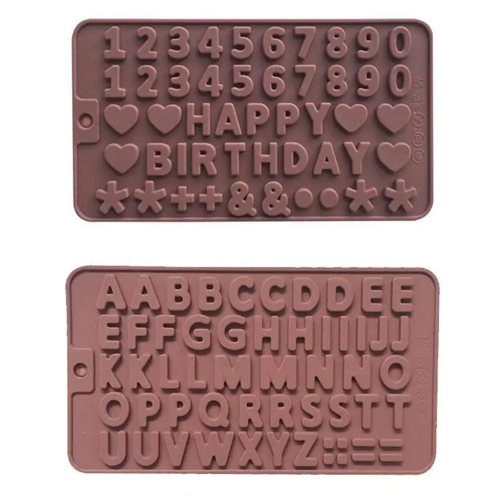 Molde de silicona para decorar tartas de Chocolate, letras, feliz cumpleaños, números, símbolos