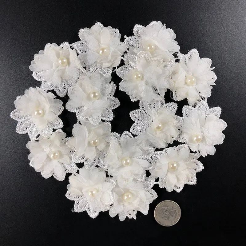 Offre Spéciale Perle Perlée En Dentelle Appliques Fleur Artificielle Pour Mariage Robe Tissu