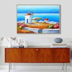 アーティスト手描き高品質ギリシャエーゲ海風景油絵部屋の装飾サントリーニギリシャ海景油絵
