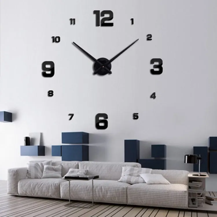 Reloj de pared autoadhesivo para interiores, decoración creativa, silencioso, acrílico, para sala de estar, dormitorio y salón